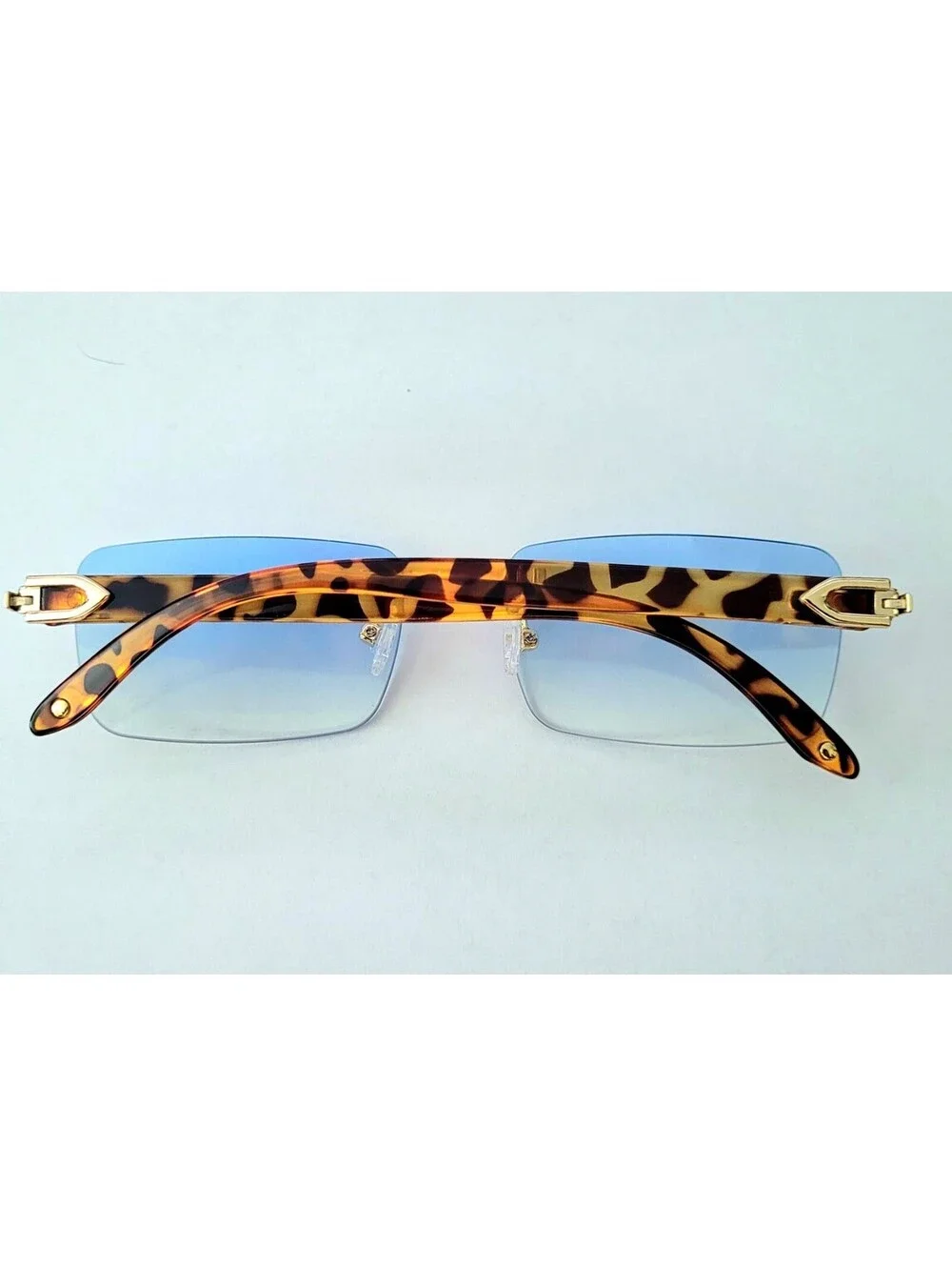 Piccadilly Gold Blue Horn Decor Gradient Designer Sunglasses